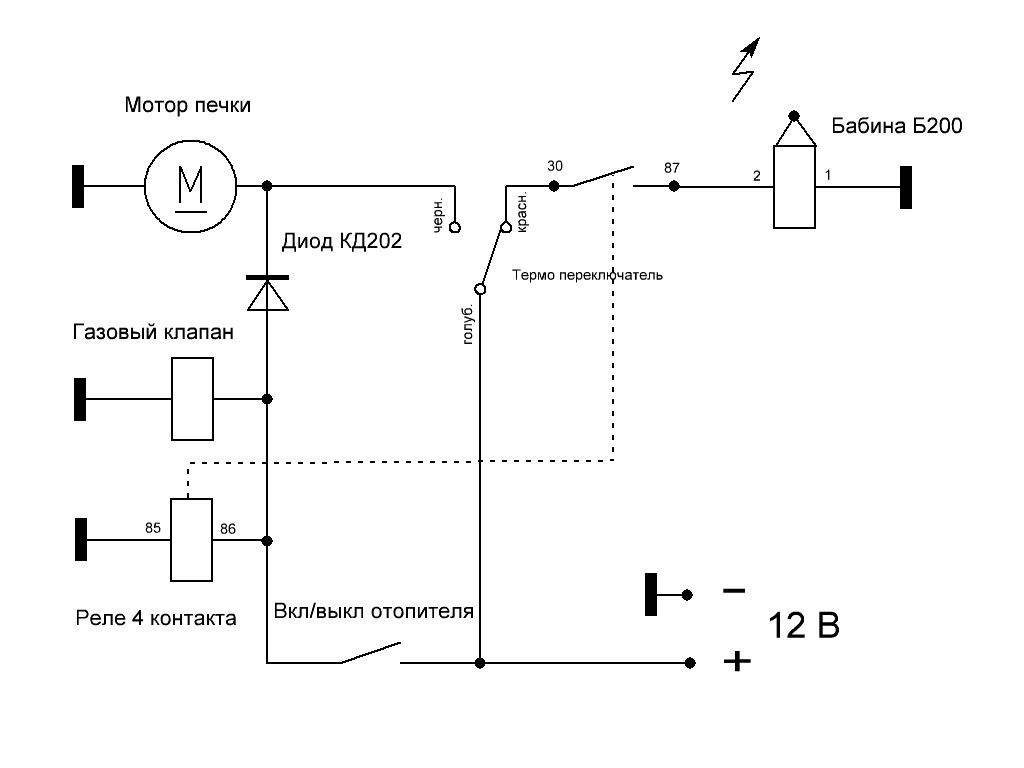 Печка заз схема. Искровой розжиг печки ЗАЗ схема. Катушка б 200 24в схема подключения. Схема переделки печки ЗАЗ на ГАЗ. Схема включения печки ЗАЗ.