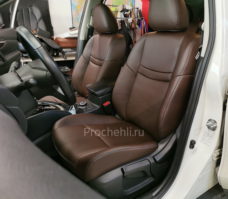 Nissan X-Trail (T32). Полноценный перешив сидений в шоколадную экокожу. —  Prochehli на DRIVE2