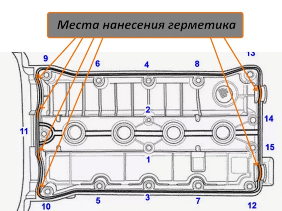 Схема затяжки клапанной крышки лачетти