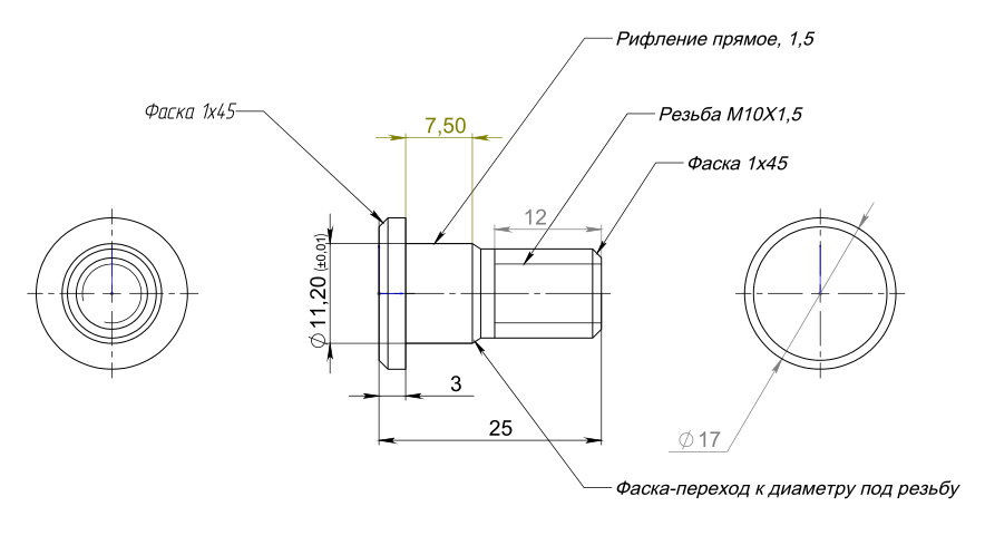 Фаска резьбы болта