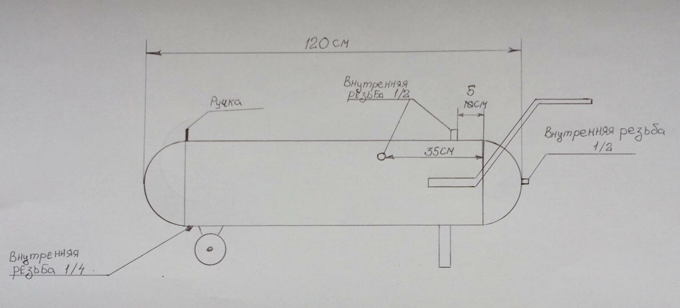 Ресивер из газового баллона 50 л для компрессора своими руками чертежи
