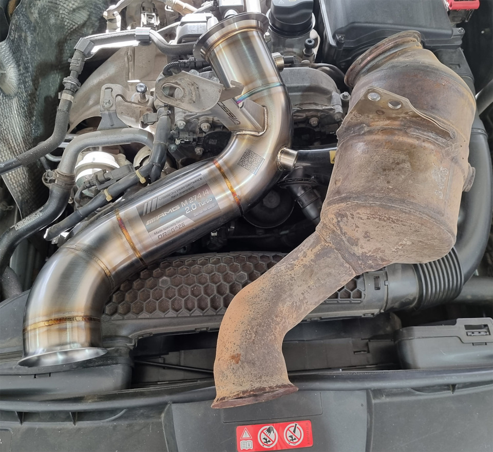 Установка Даунпайпа (Downpipe) под (Евро2) и замена свечей — Mercedes-Benz  E-class (W212), 2 л, 2015 года | тюнинг | DRIVE2