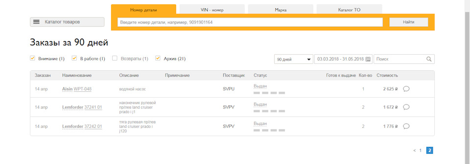 Фото в бортжурнале Toyota Hilux Surf (4G). Запчасти на фото: 9091901164, WPT048, 3724101, 3724201