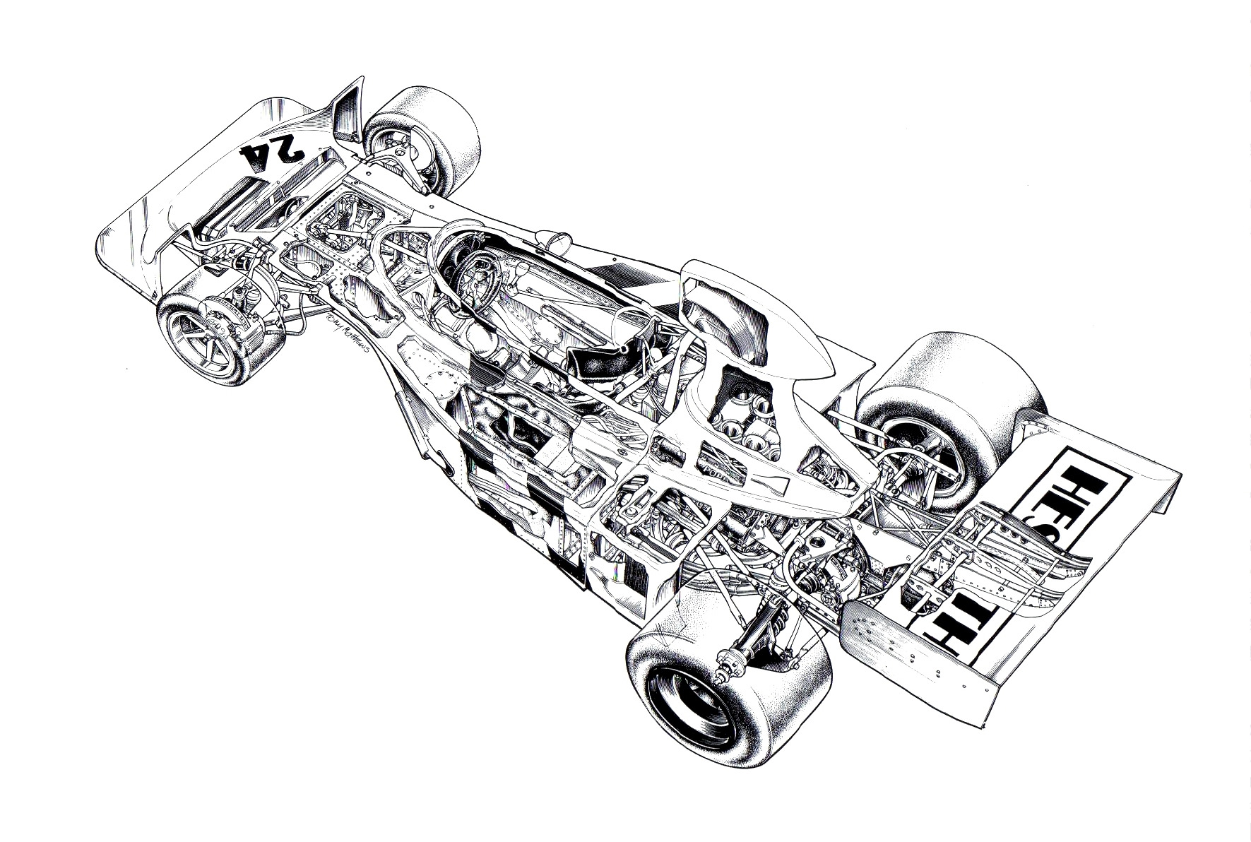 Чертеж формулы 1 для рисунка Hesketh 308 Ford. Нарушитель устоев - "Автоспорт" на DRIVE2