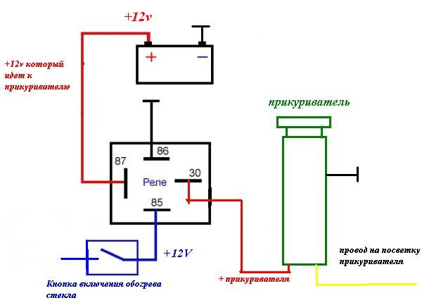 Прикуриватель ваз 2114 схема подключения проводов