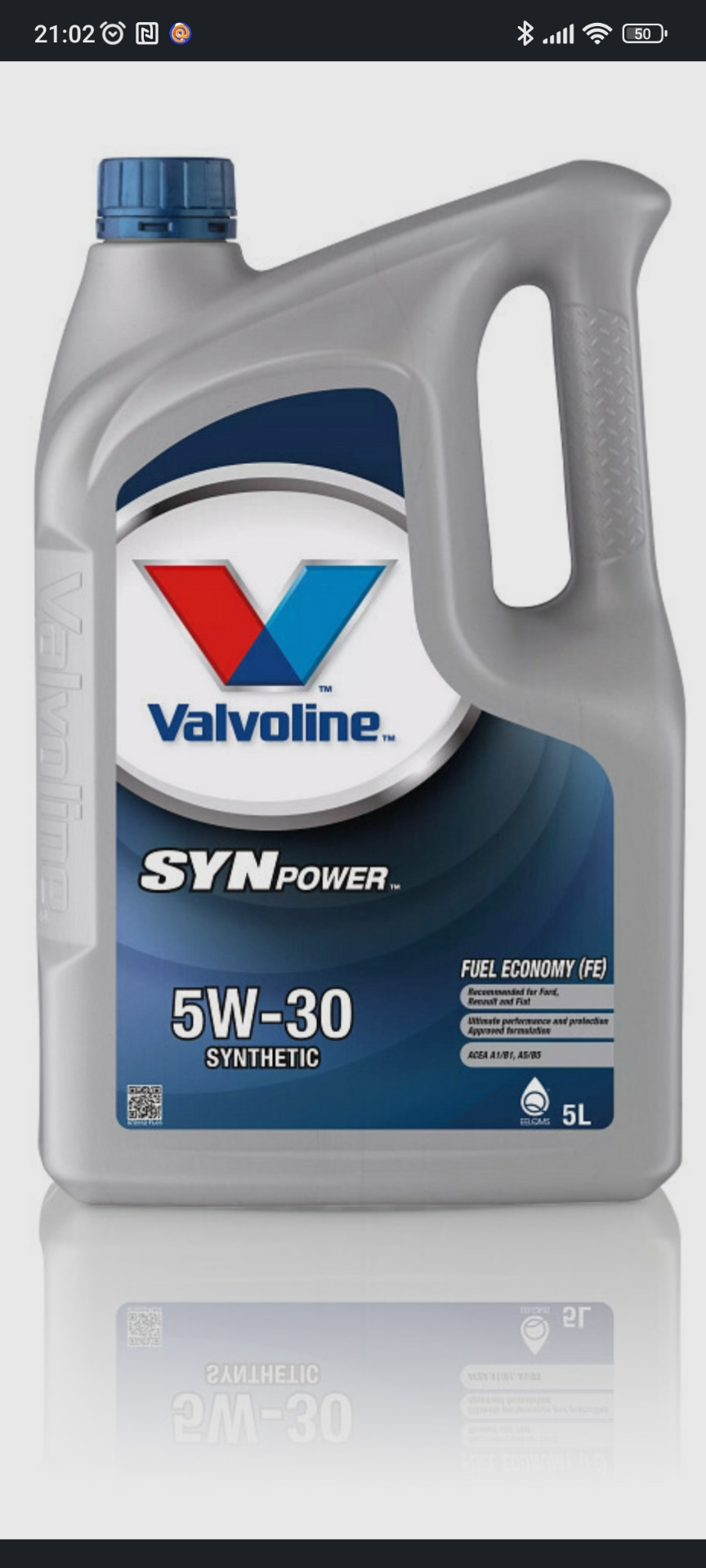 Valvoline 5w30 Synpower a5/b5 — Volvo XC90 (1G), 2,5 л, 2004 года ...