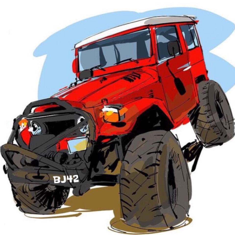 Это скетч от известного художника, убрал блики и по мелочам — Toyota Land Cruiser 40