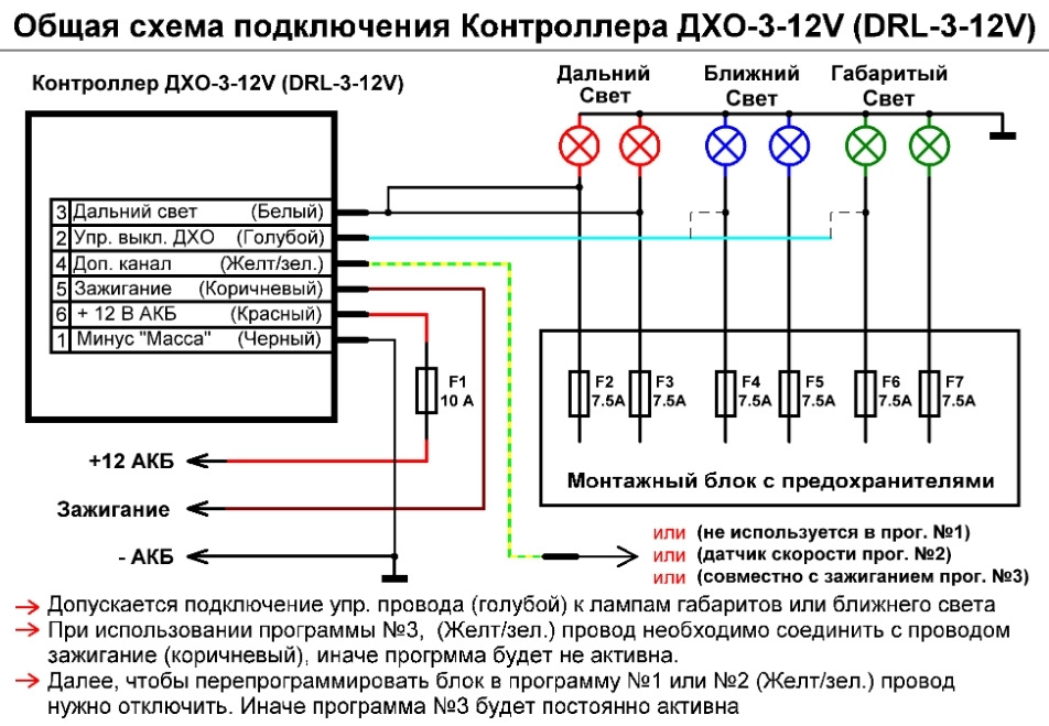 Схема подключения фсо к дальнему свету