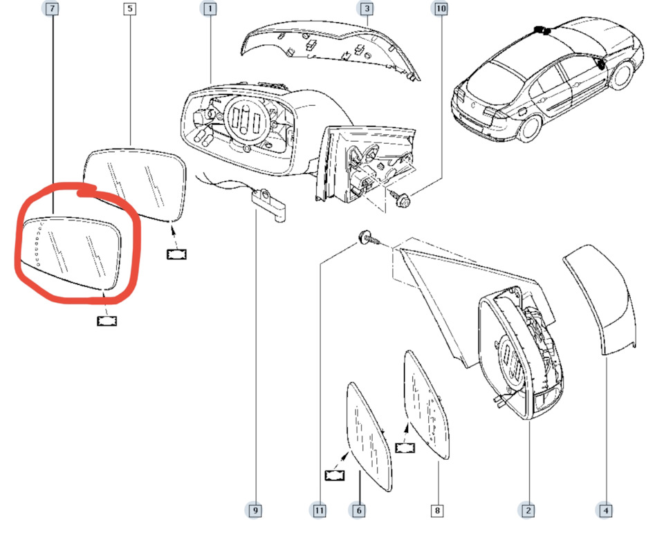Как разобрать зеркало рено лагуна 2