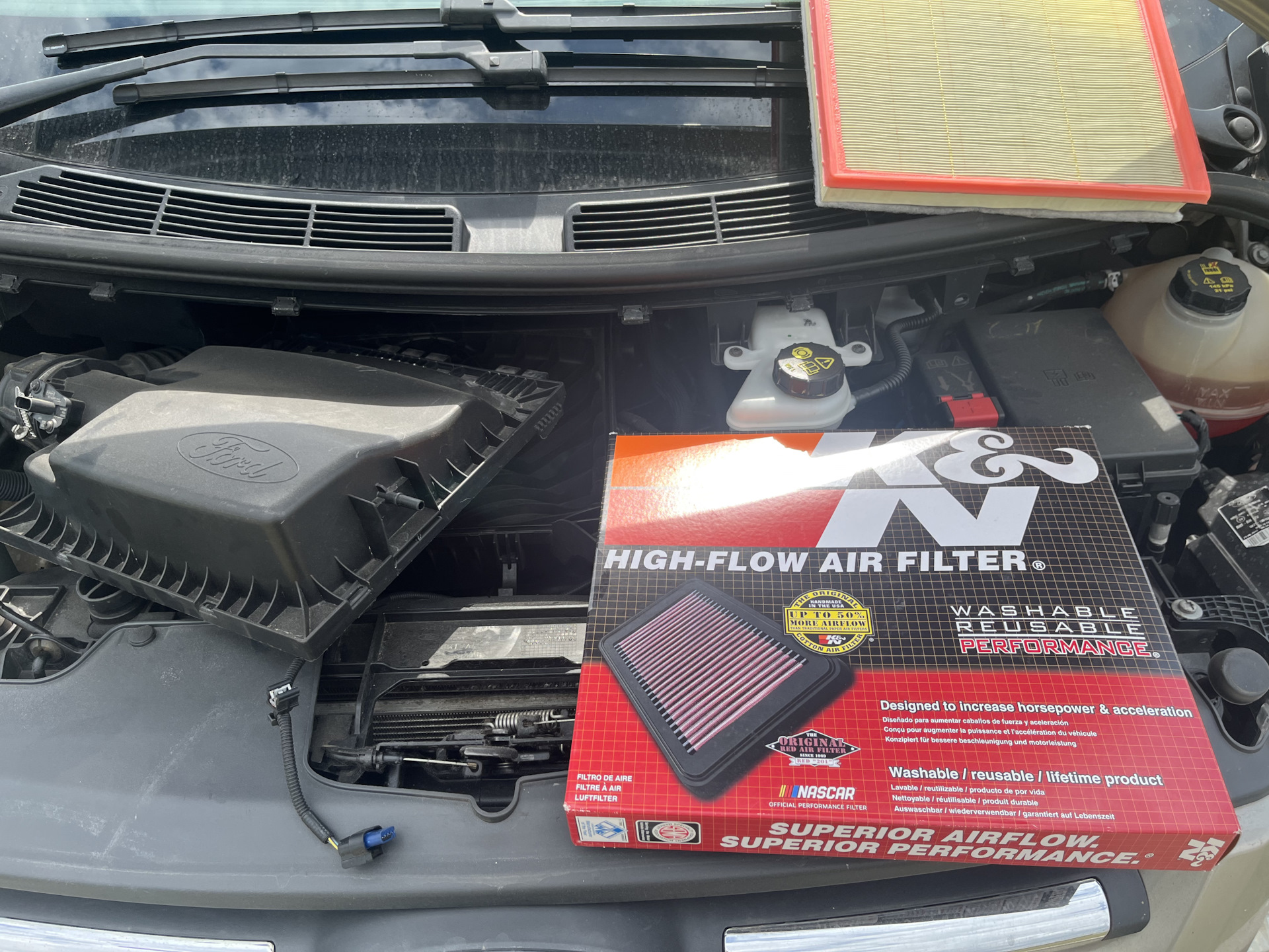 High-flow air filter K&N — Ford Transit Custom, 2 л, 2017 года | тюнинг ...