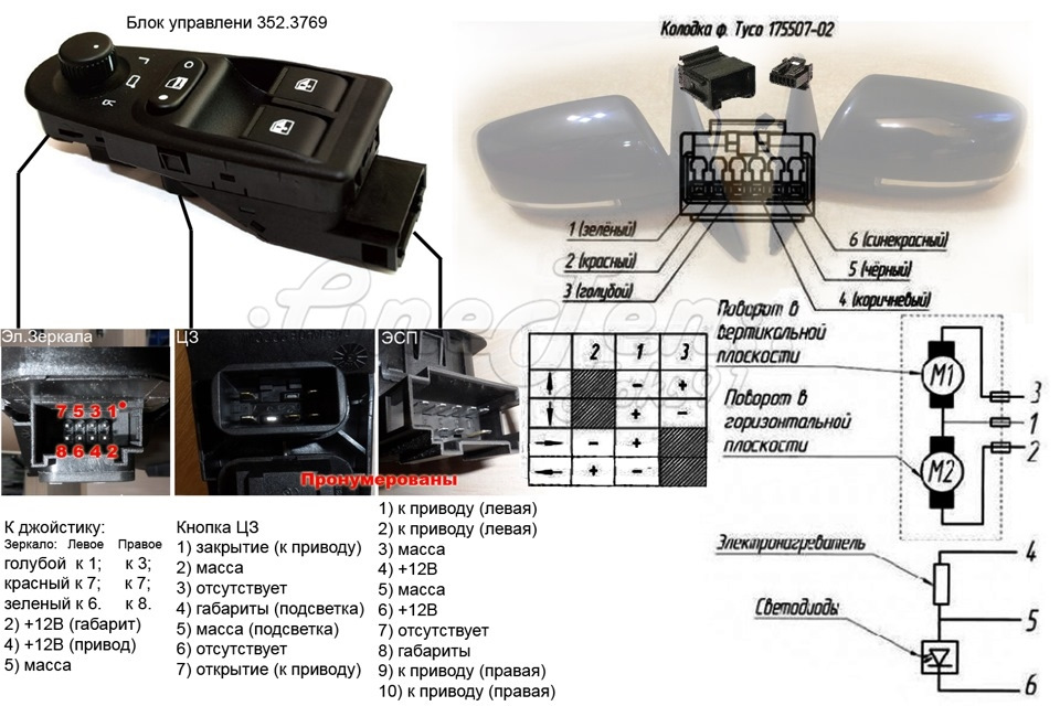 Схема электрозеркал калина 2