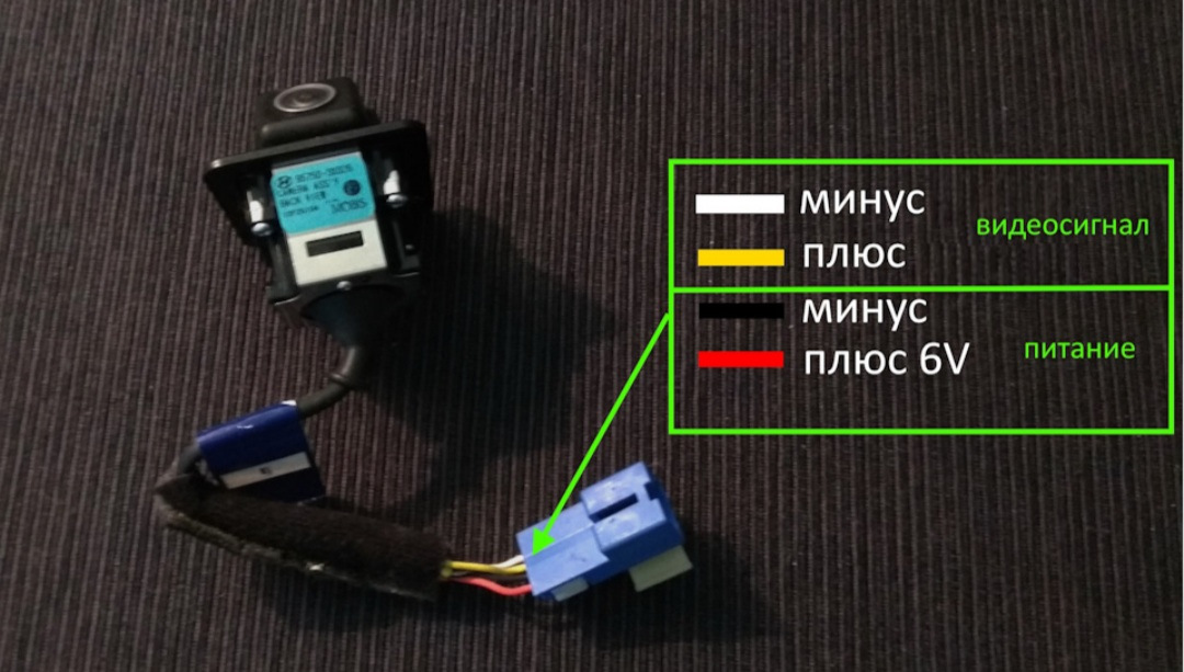 Распиновка камеры заднего вида Установка штатной камеры заднего хода в штатный мафан - Hyundai Solaris (2G), 1,