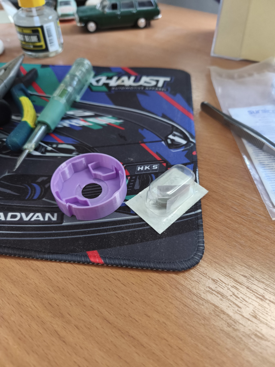 Вид готовой детали из PETG-пластика + лампочка подсветки 0,45в — BMW 3 series (E36)