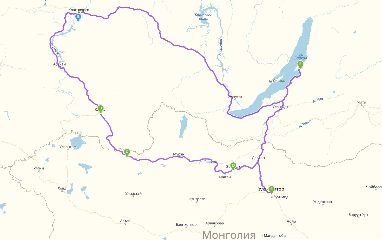 Иркутск монголия карта