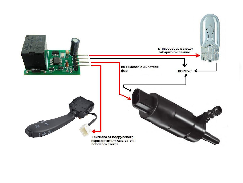 Подключение омывателя фар Программируемый автомат омывателя фар автомобиля - Сообщество "Сделай Сам" на DR
