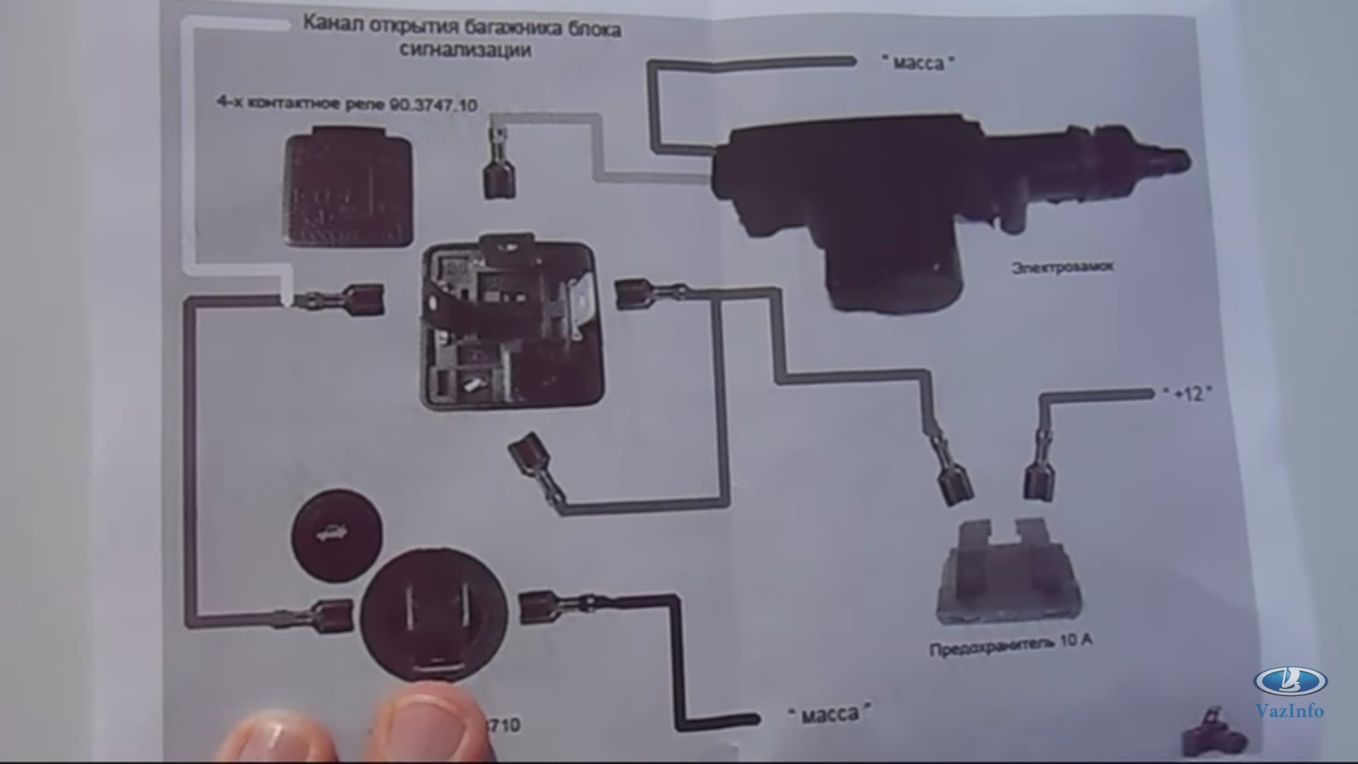 Кнопка открывания багажника ваз 2107 схема подключения