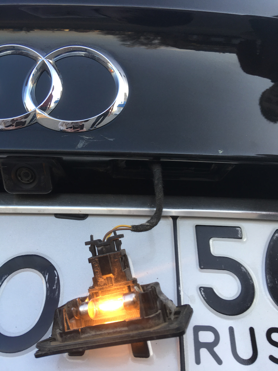 Замена лампочек в подсветке номерного знака — Audi A7 Sportback (1G), 3 ...