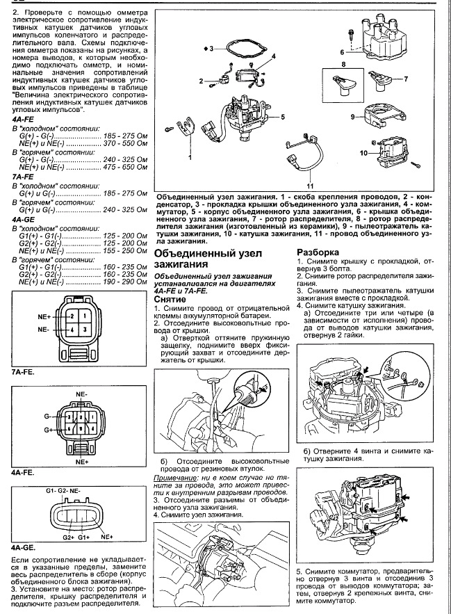 Схема трамблера 4e fe