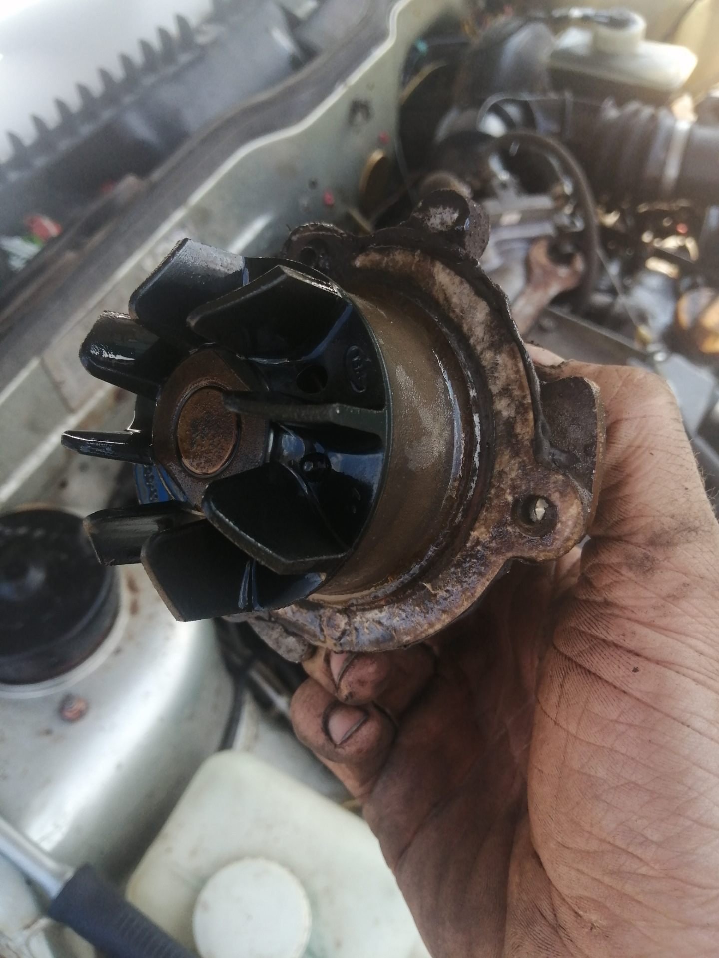 Крыльчатка помпы змз 406. Помпа ваз 2107 карбюратор. Течьпомпы рав4. Через помпу попадает. Сгнила крыльчатка помпы.