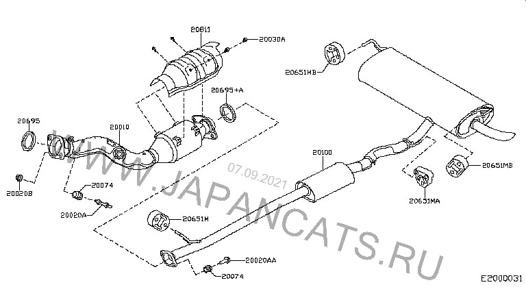 Выхлопная система ниссан кашкай j10 2 литра схема