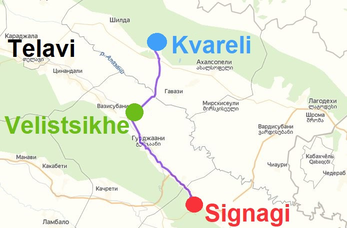 Карта телави с улицами на русском языке