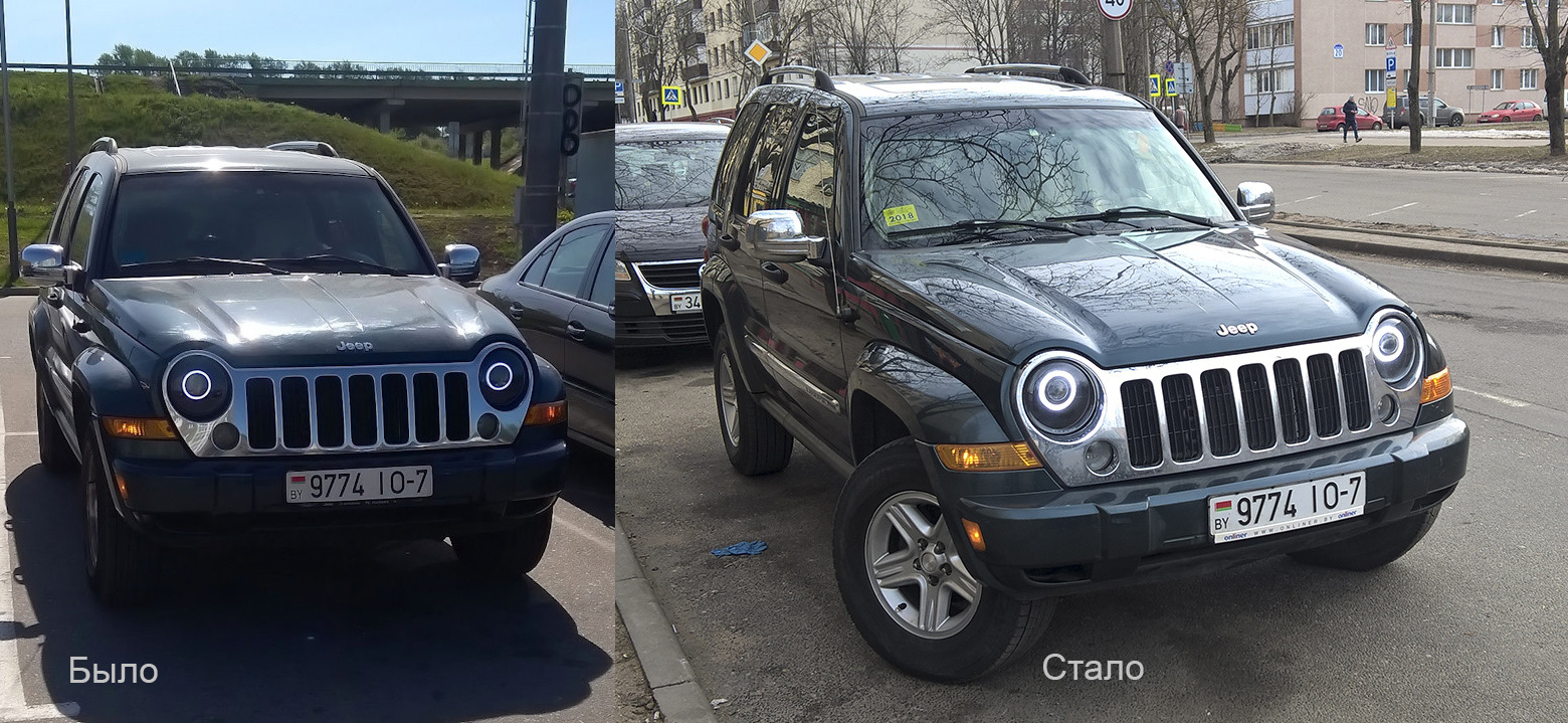 Jeep Cherokee 2004 с круглыми фарами