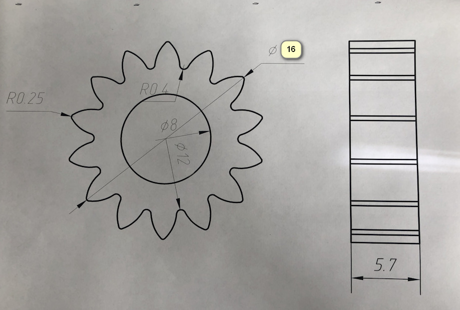 Шестеренка чертеж с размерами