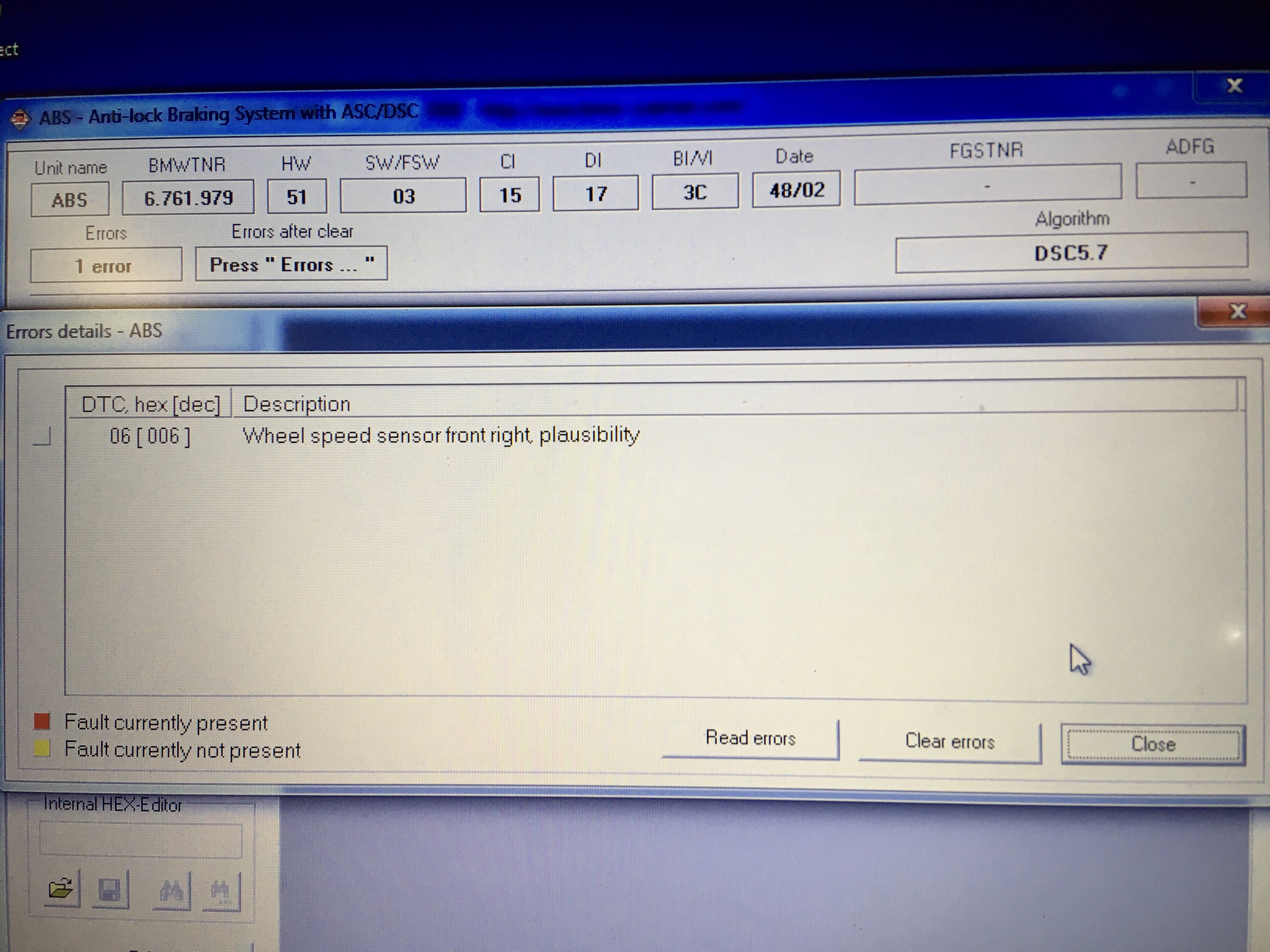 Abs error. Ошибка 006. Ошибка 5 6 АБС Валдай. БМВ х5 е 53 ошибка bd Ike. Err 06.