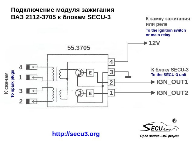 Ваз 2114 схема подключения модуля зажигания ваз