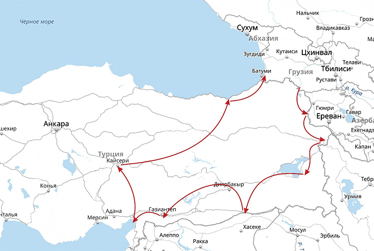 карта из россии в турцию