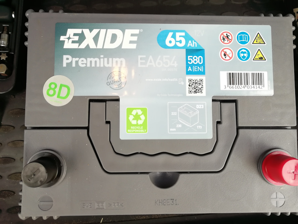 Аккумулятор Exide EA654 — KIA Rio (3G), 1,6 л, 2013 года | расходники ...