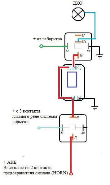 Схема подключения дхо в поворотники 2 в 1