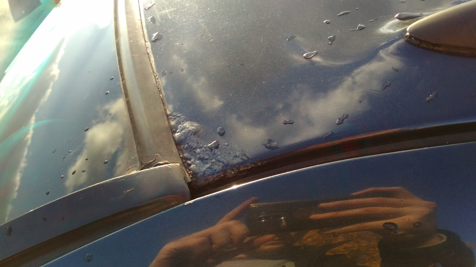 Восстановление рамки лобового стекла оловом — Opel Vectra B, 2 л, 2000 ...