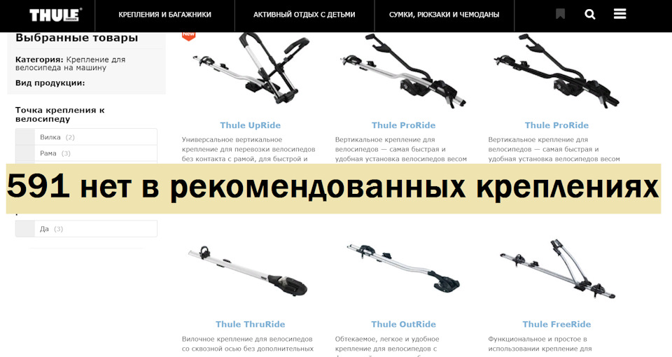 Крепление на крышу thule proride вертикальное 598