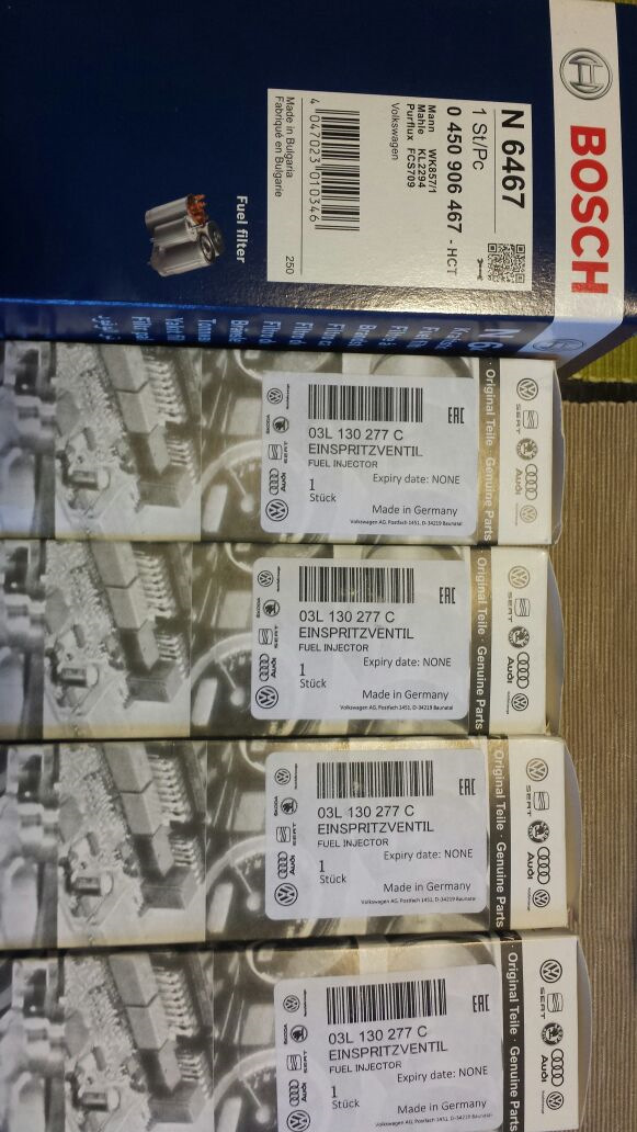 Фото в бортжурнале Volkswagen Multivan (T5). Запчасти на фото: N6467, 0450906467, WK8571, KL2294, FCS709, 047023, 03L130277C