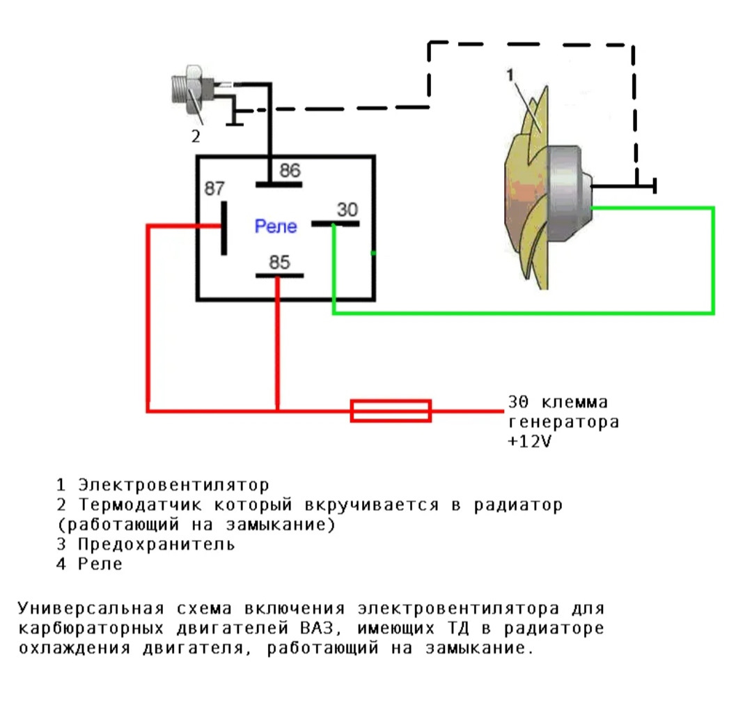 Схема подключения датчика температуры включения вентилятора
