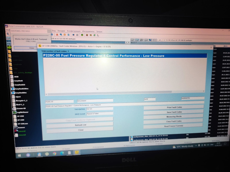 Р228С00 Fuell Pressure Regulator 1 Control Performance — Low Pressure