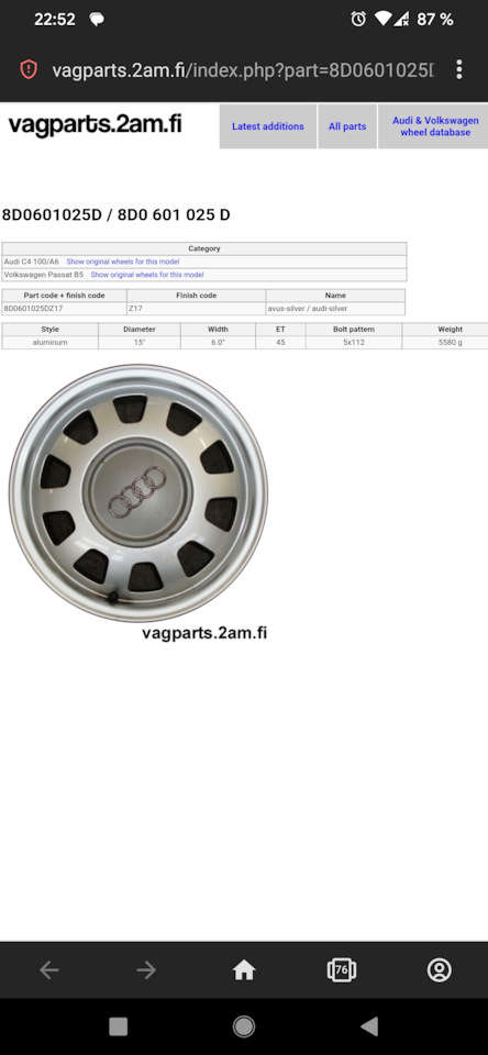 Кованые диски Audi 6Jx15 ET45 5x112 на Audi A4 (B5), Audi A6 (C4 ...