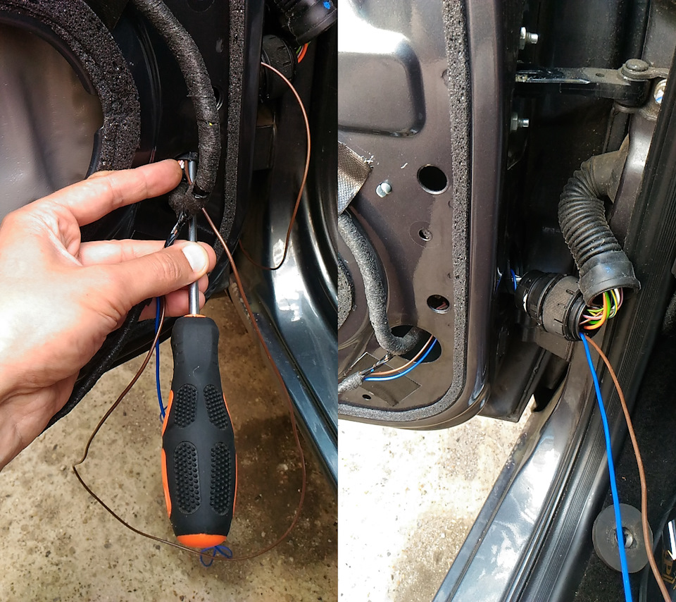 В гофру провода заправил, оттянув узкую часть отвёрткой. — Lada Granta