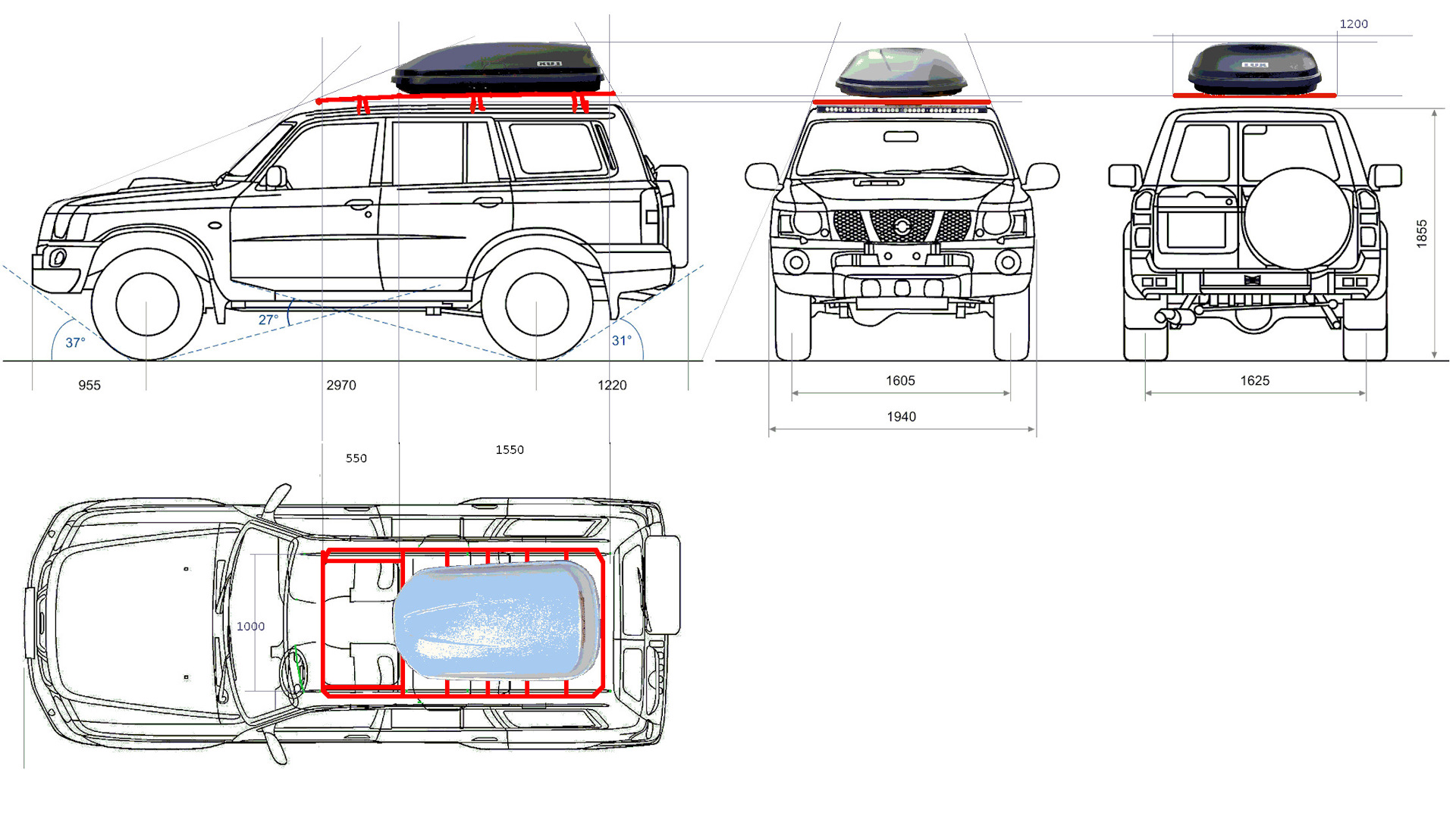 Nissan Patrol y61 Размеры