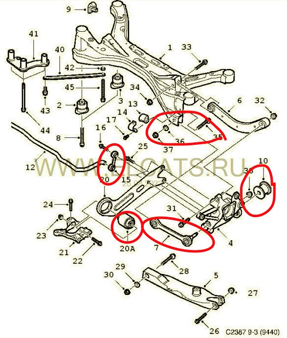 Задняя подвеска сааб 9 3 схема
