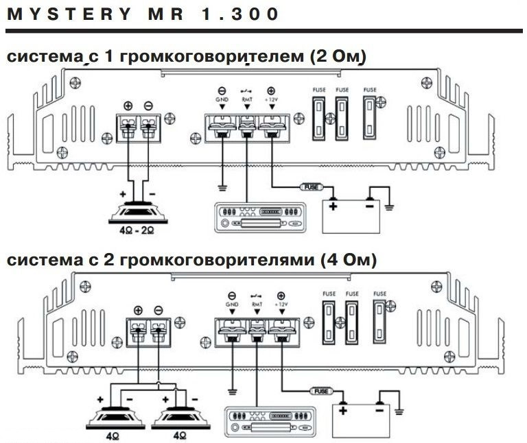 Схема подключения сабвуфера мистери со встроенным усилителем