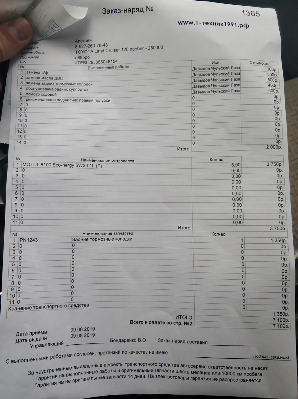 Фото в бортжурнале Toyota Land Cruiser Prado 120-series. Запчасти на фото: PN1243