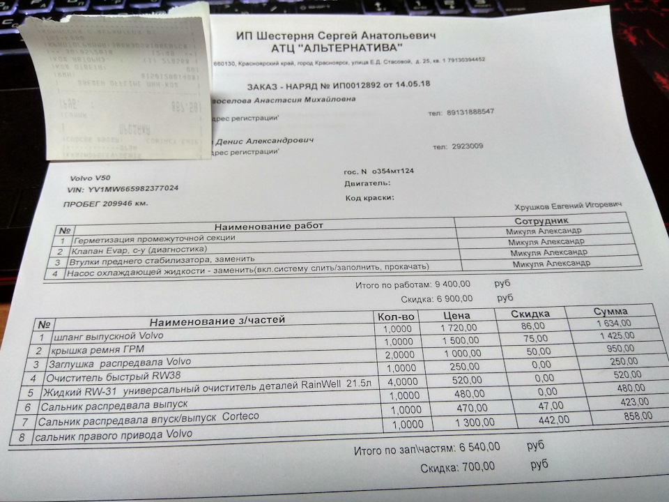 Фото в бортжурнале Volvo V50