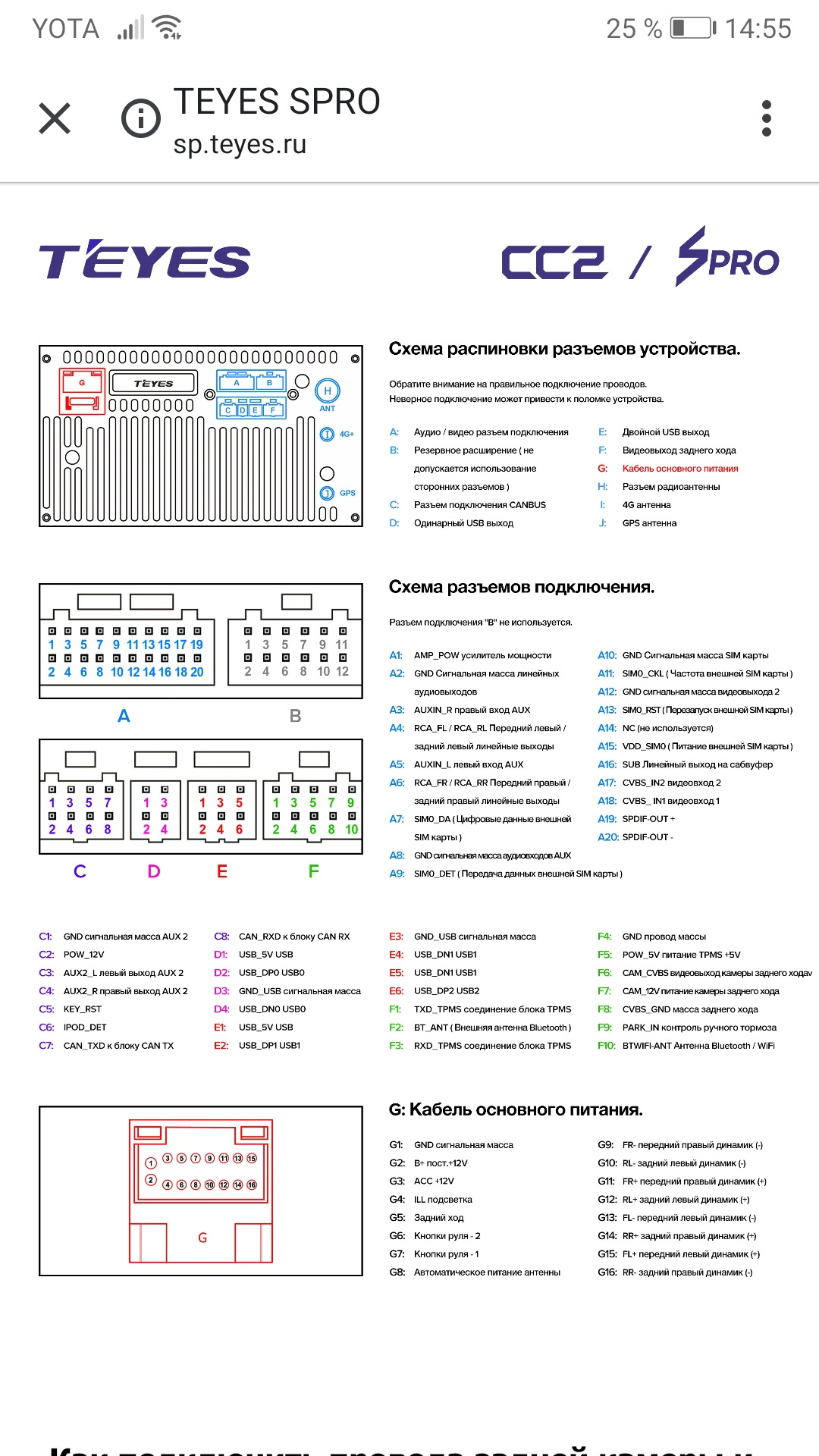 Teyes spro схема подключения