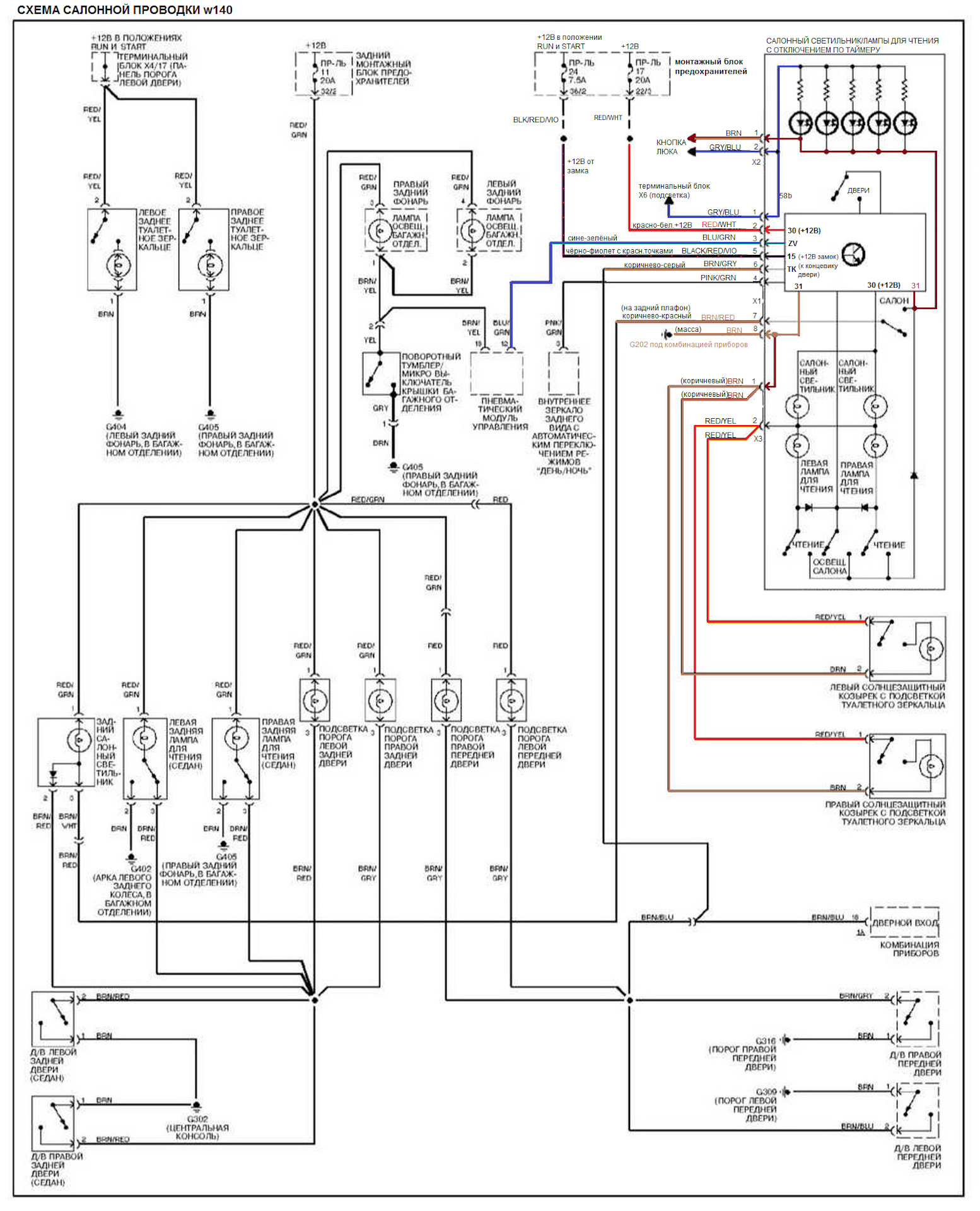 W140 схема проводки