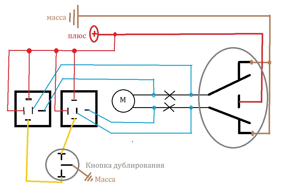 Схема подключения реле стеклоподъемника