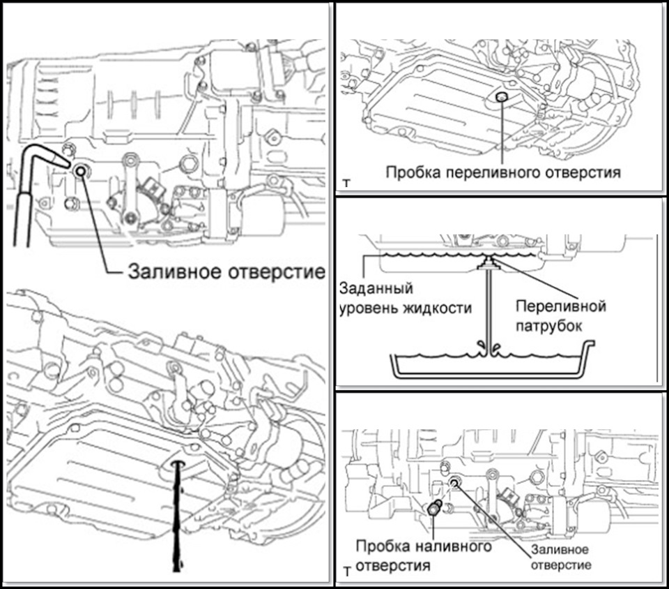 Заполнение резервуара и проверка уровня смазочных материалов в автомобиле Toyota Crown