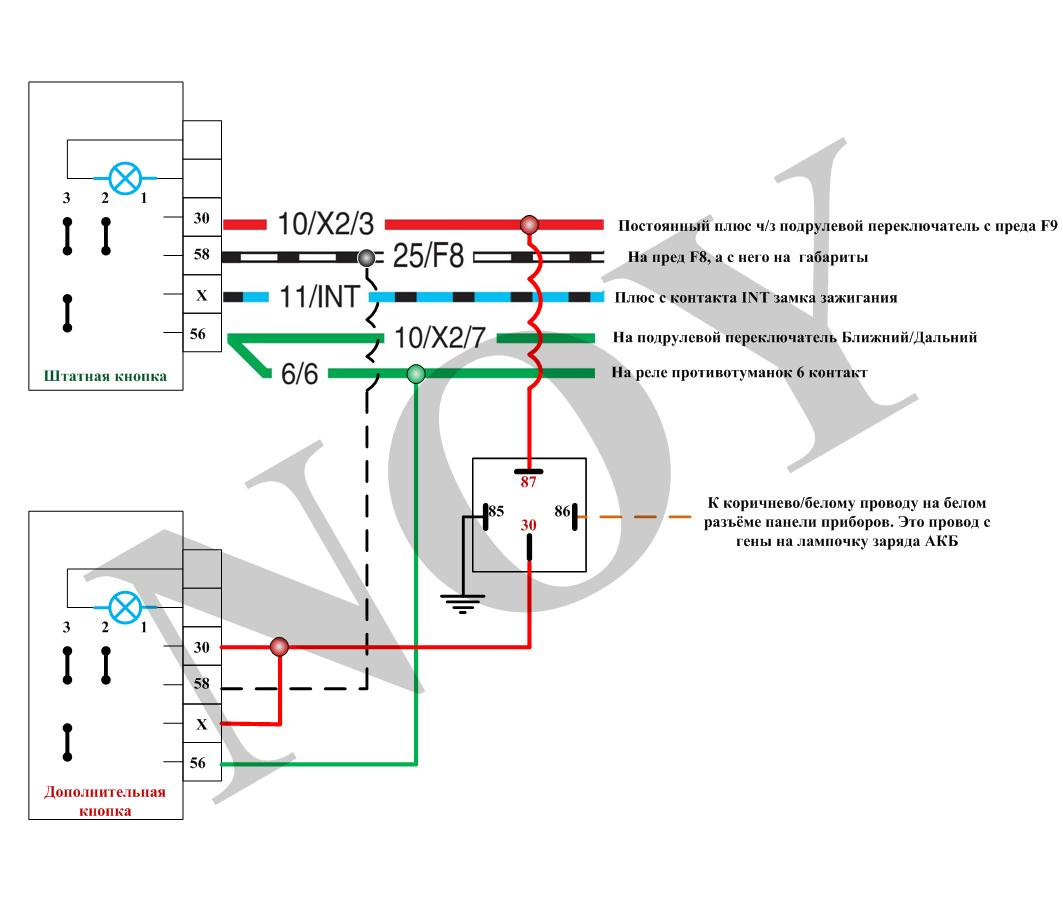 Схема подрулевого переключателя
