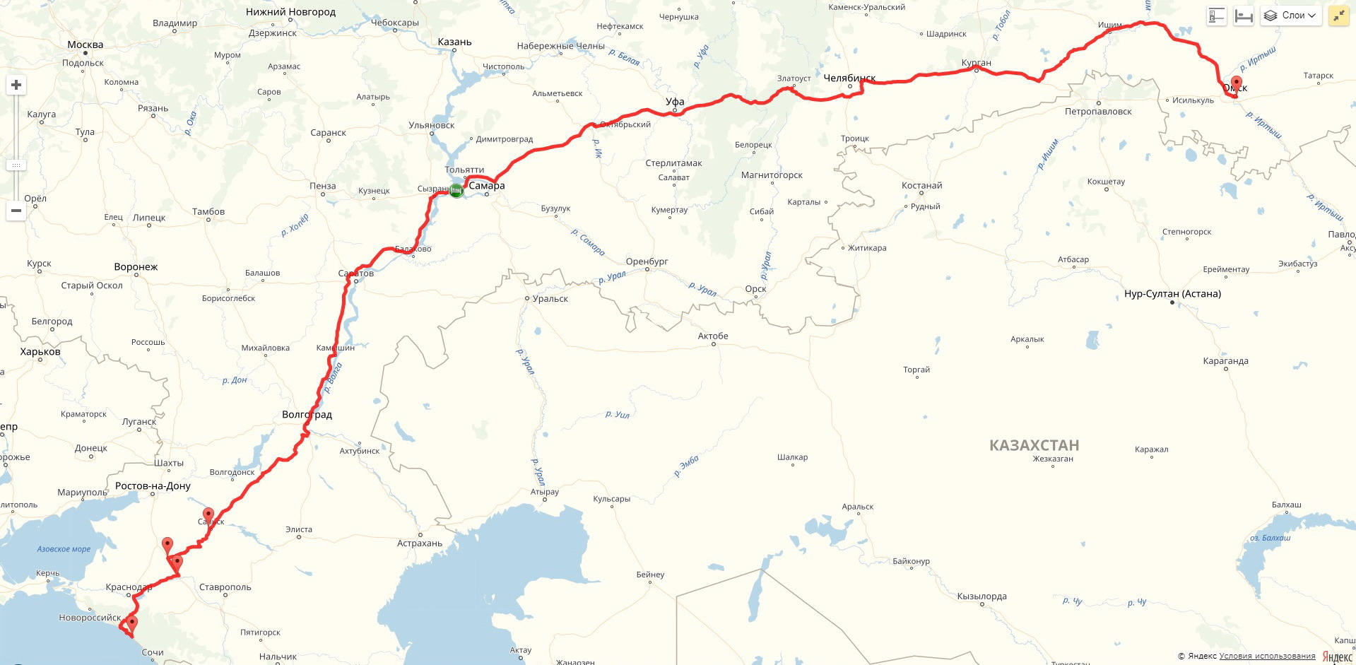 Челябинск анапа. Карта Омск Туапсе. Маршрут Оренбург Туапсе. Дорога Казань - Туапсе. Уфа Туапсе маршрут.